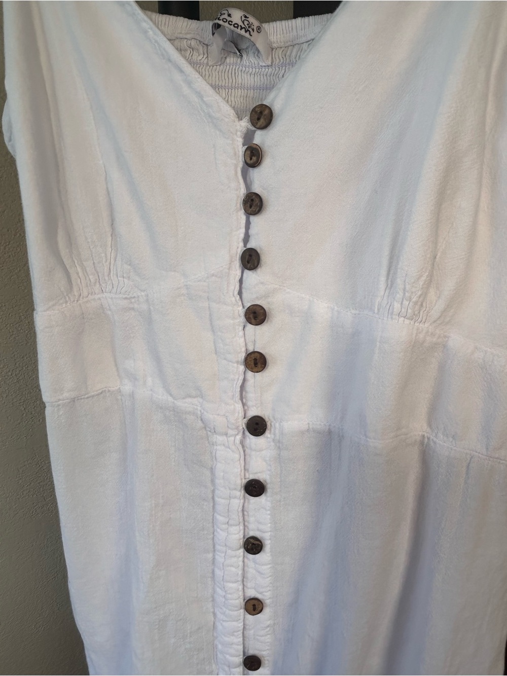 Giocam White Button-Front Maxi Dress, 100% Peruvian cotton, size - Picture 3 of 10